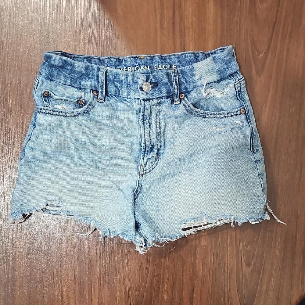 American Eagle Outfitters Women's Distressed Blue Jean Shorts
